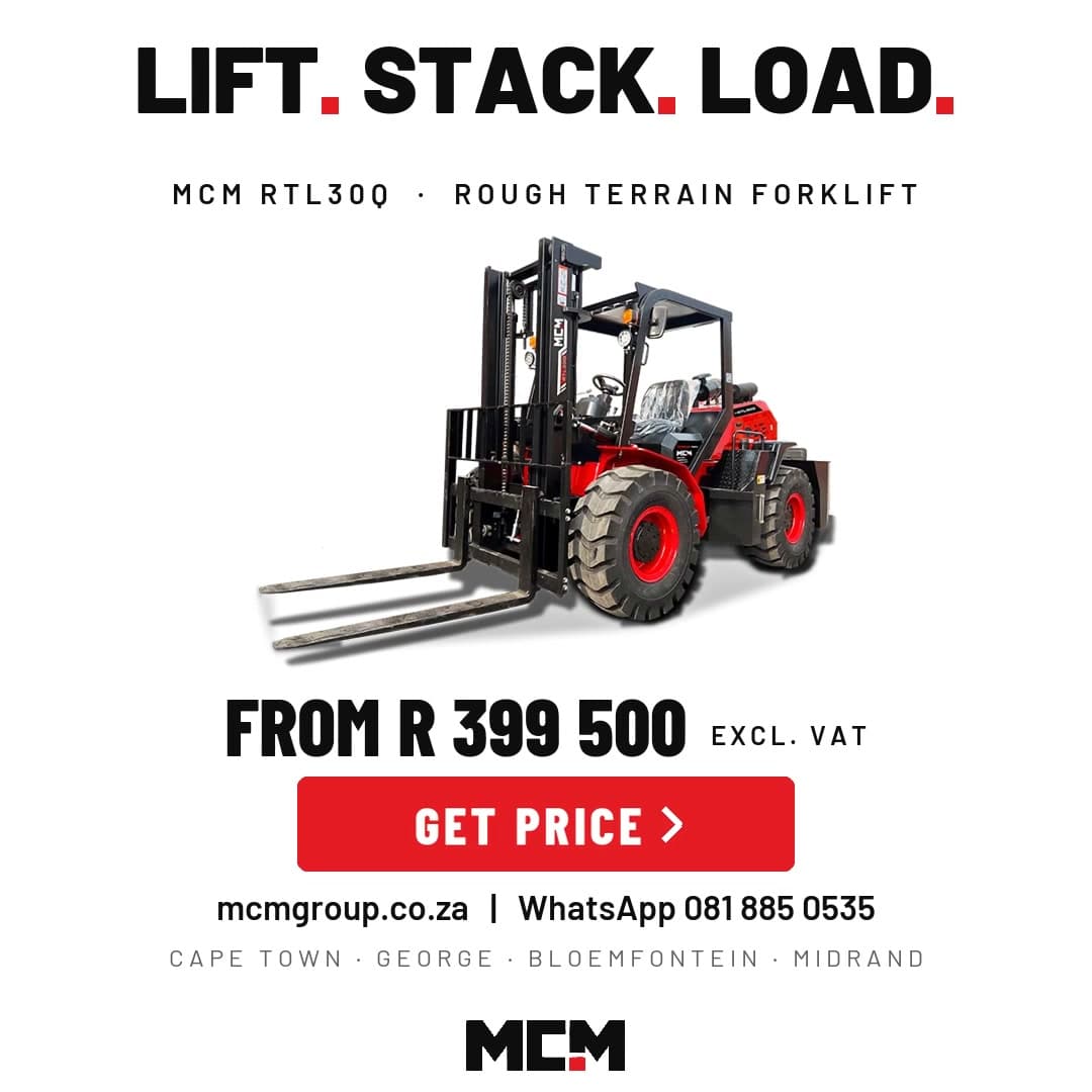MCM RTL30Q Rough Terrain Forklift available from MCM Group South Africa