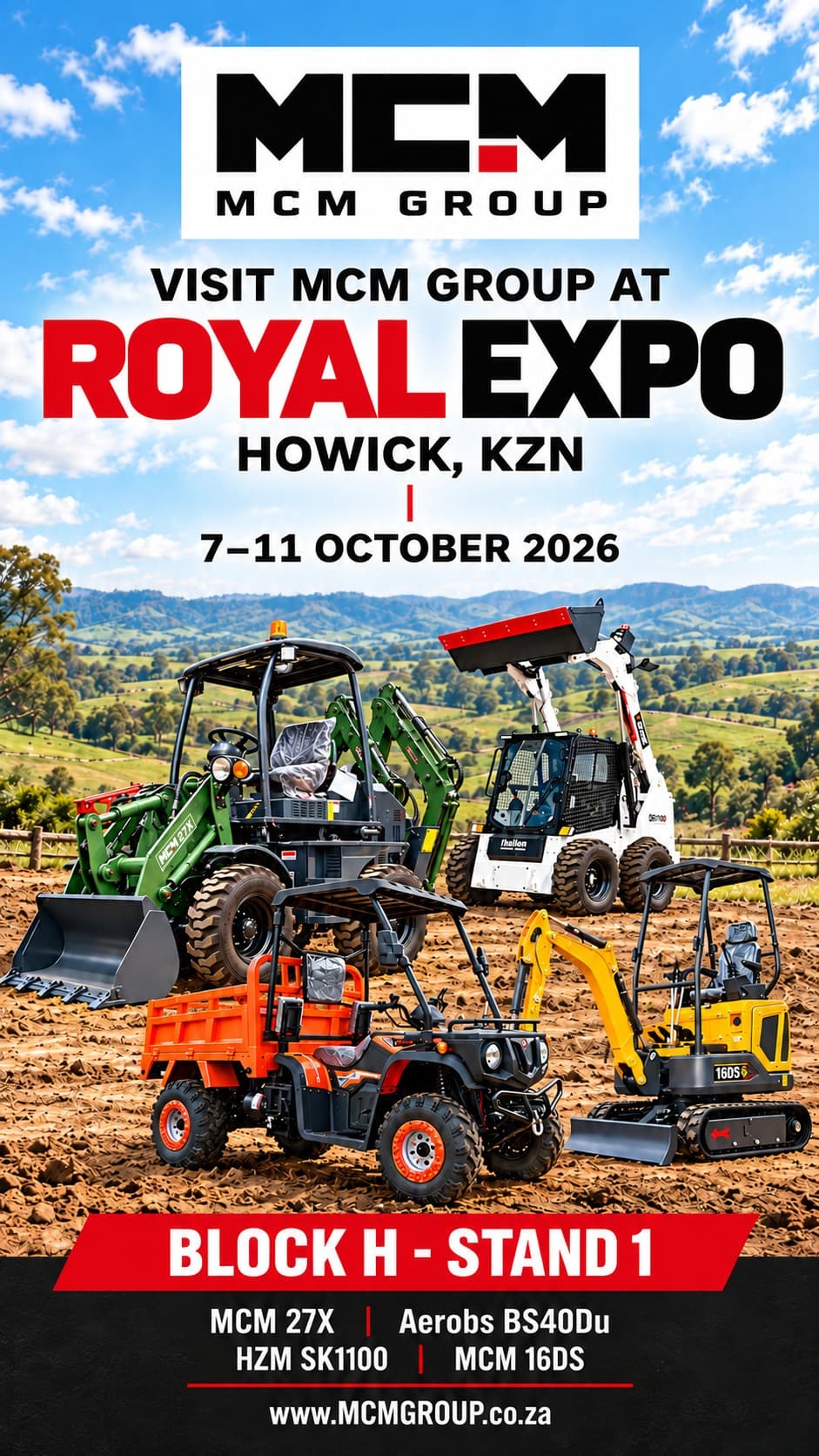 Visit MCM Group at the Royal Expo 2026 in Howick, KZN, Block H Stand 1, 7–11 October 2026