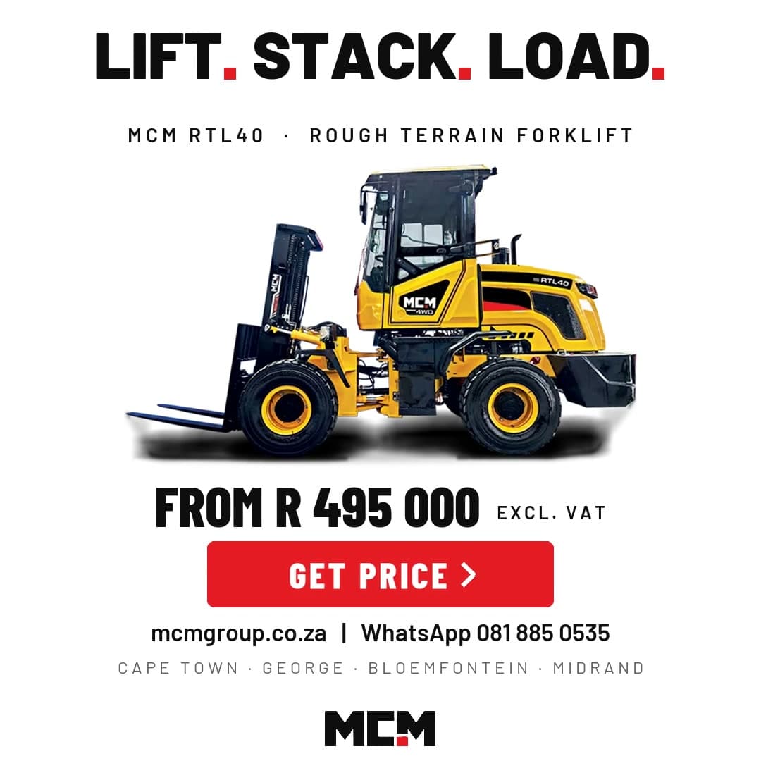 MCM RTL40 Rough Terrain Forklift available from MCM Group South Africa