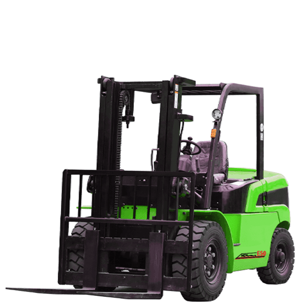 MCM E50 electric forklift — three-stage forklift mast height for warehouse racking