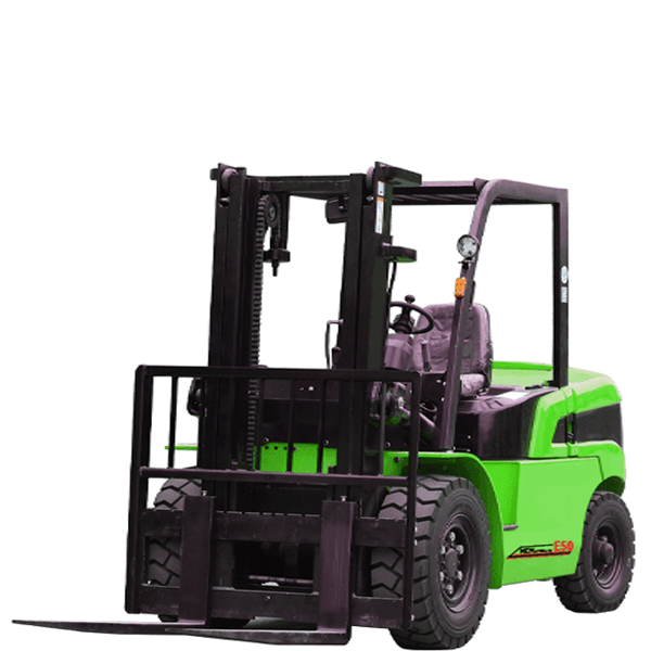 MCM E50 electric forklift — three-stage forklift mast height for warehouse racking