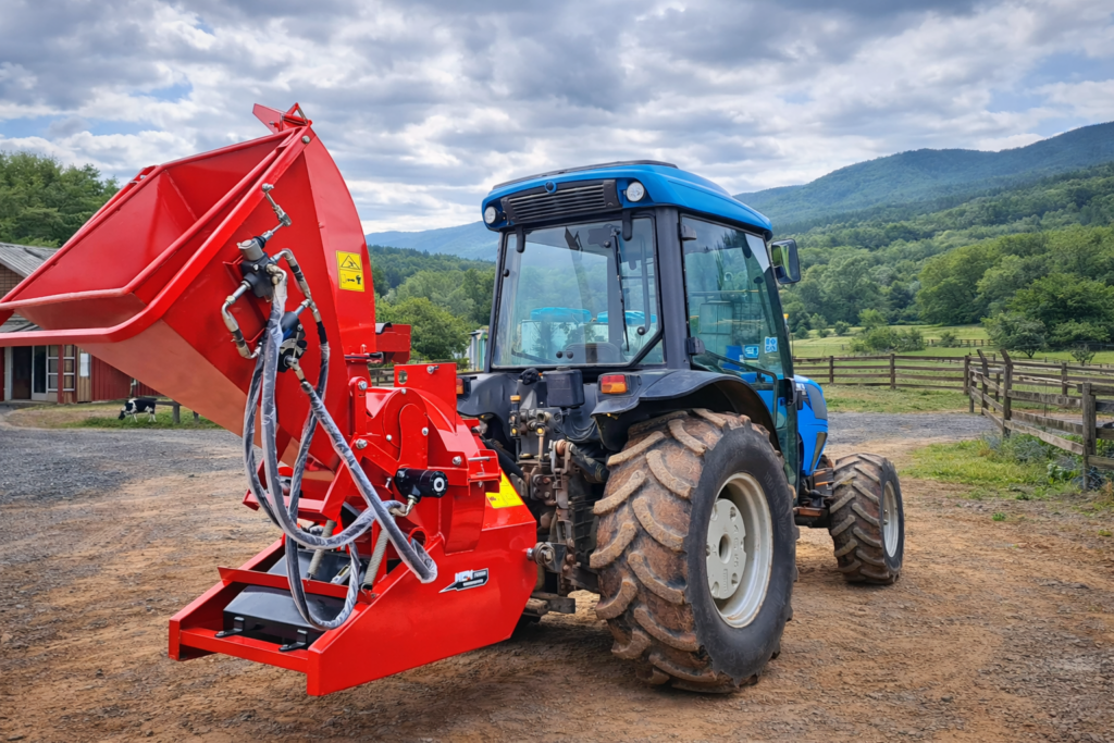 MCM TM86H PTO tractor wood chipper processing logs South Africa