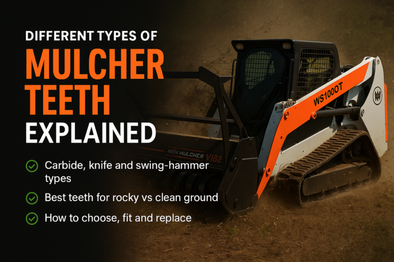 Different types of mulcher teeth — carbide, knife and swing-hammer — guide by MCM Group South Africa