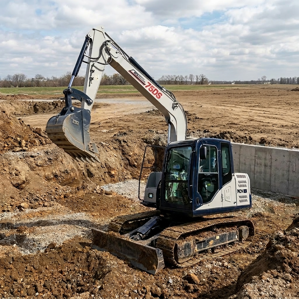 Hydraulic excavator performing high-volume digging on construction site South Africa