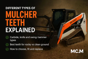 Different types of mulcher teeth guide cover — MCM WS1000T loader with V182 forestry mulcher