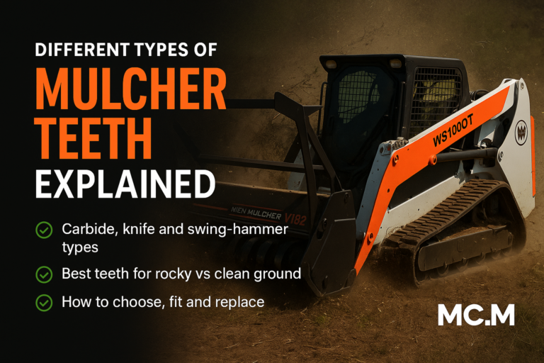 Different types of mulcher teeth guide cover — MCM WS1000T loader with V182 forestry mulcher