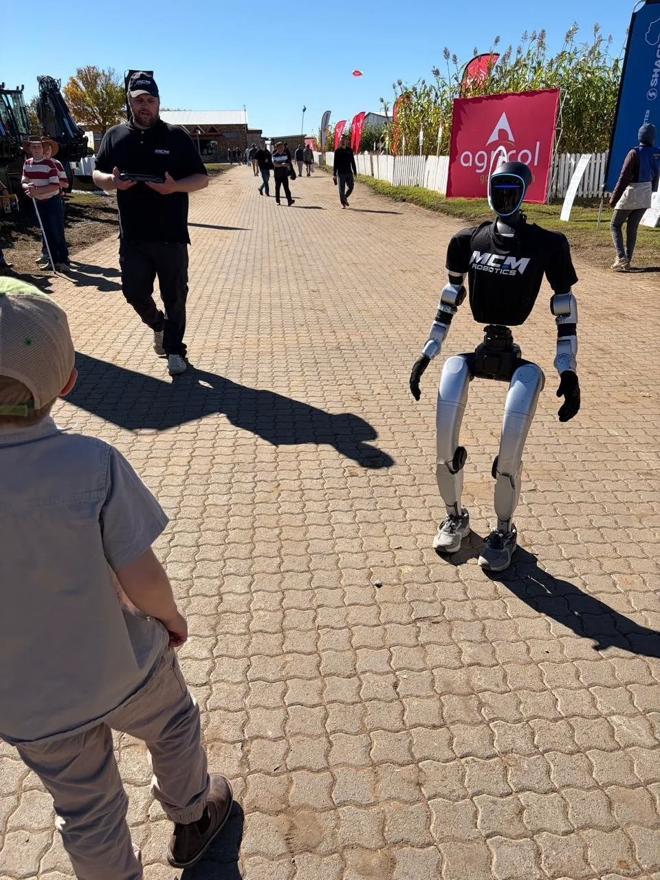 MCM Robotics Unitree G1 humanoid robot drawing crowds at the NAMPO show